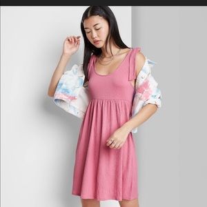 Sleeveless Tie-strap Babydoll Textured Knit Dress